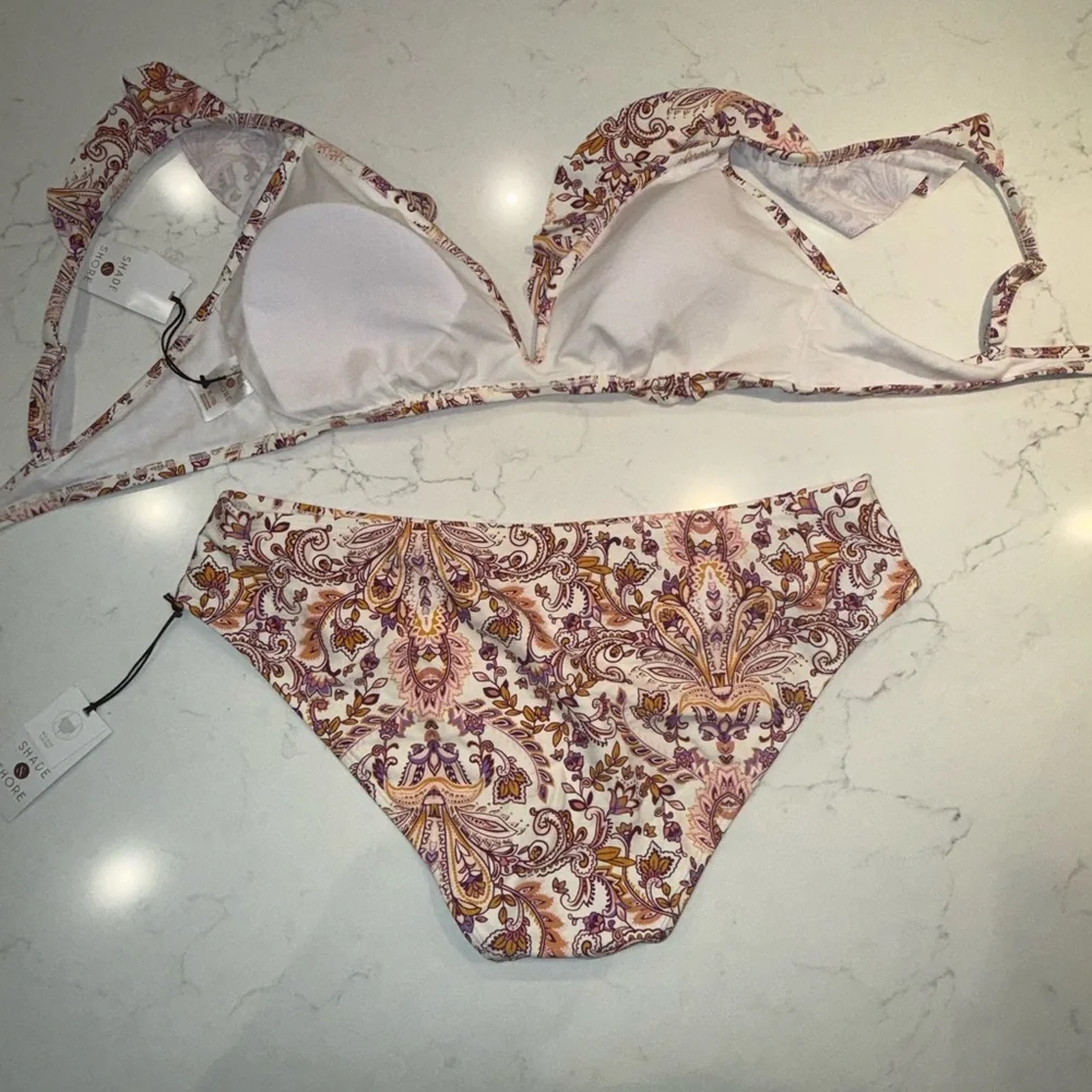 Size XL Shade & Shore Paisley Floral Bikini Set with Ruffle Trim Beach Baby - Picture 2 of 2